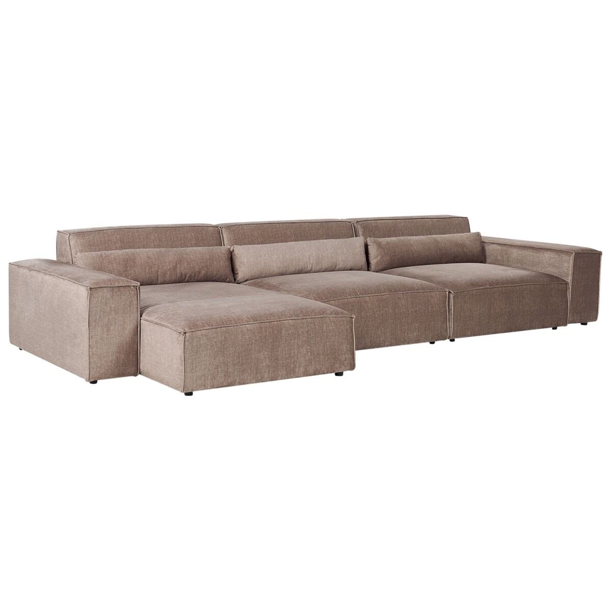 Sofa narożna z otomaną HELLNAR Jasnobrązowy Prawostronny