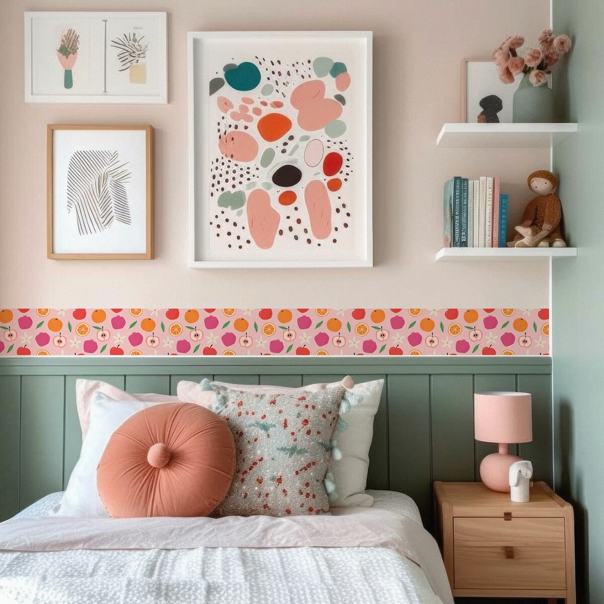 Pasek Dekoracyjny Do Tapet Do Kuchni Kolorowe OWOCE Abstrakcja Styl Vintage