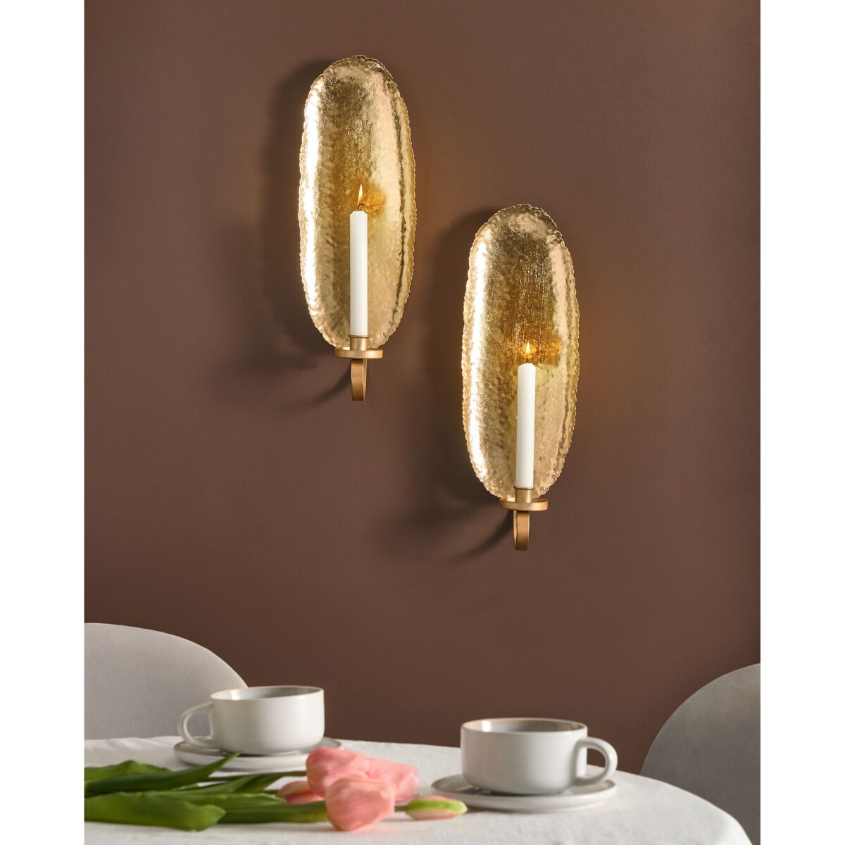 Zestaw 2 świeczników FEIJO Metal 44 cm Złoty