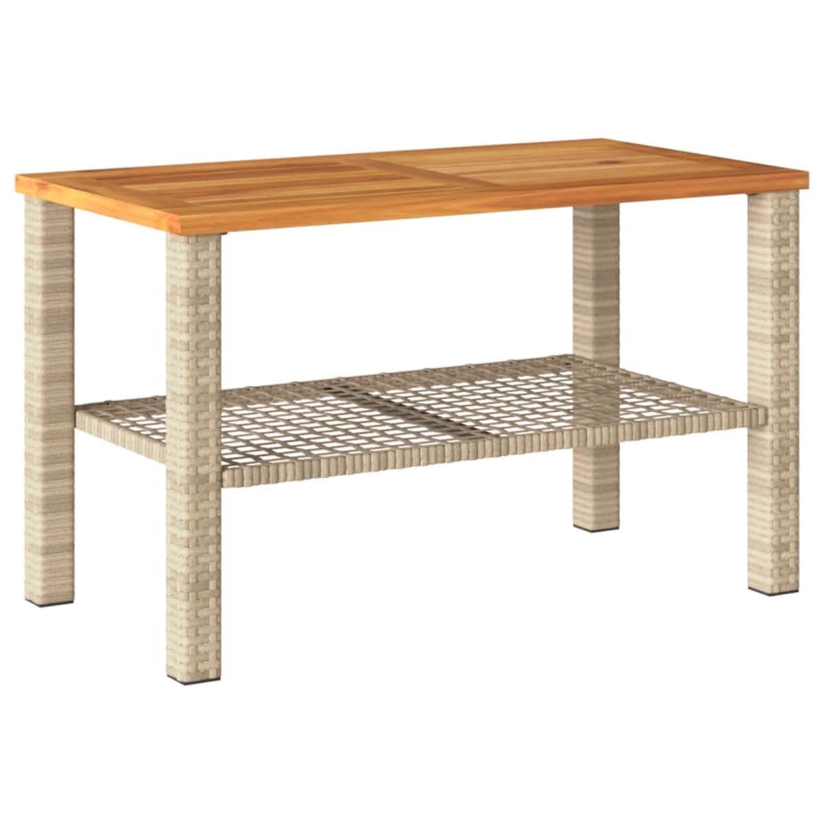 vidaXL Stolik ogrodowy, beżowy, 70x38x42 cm, polirattan i akacja