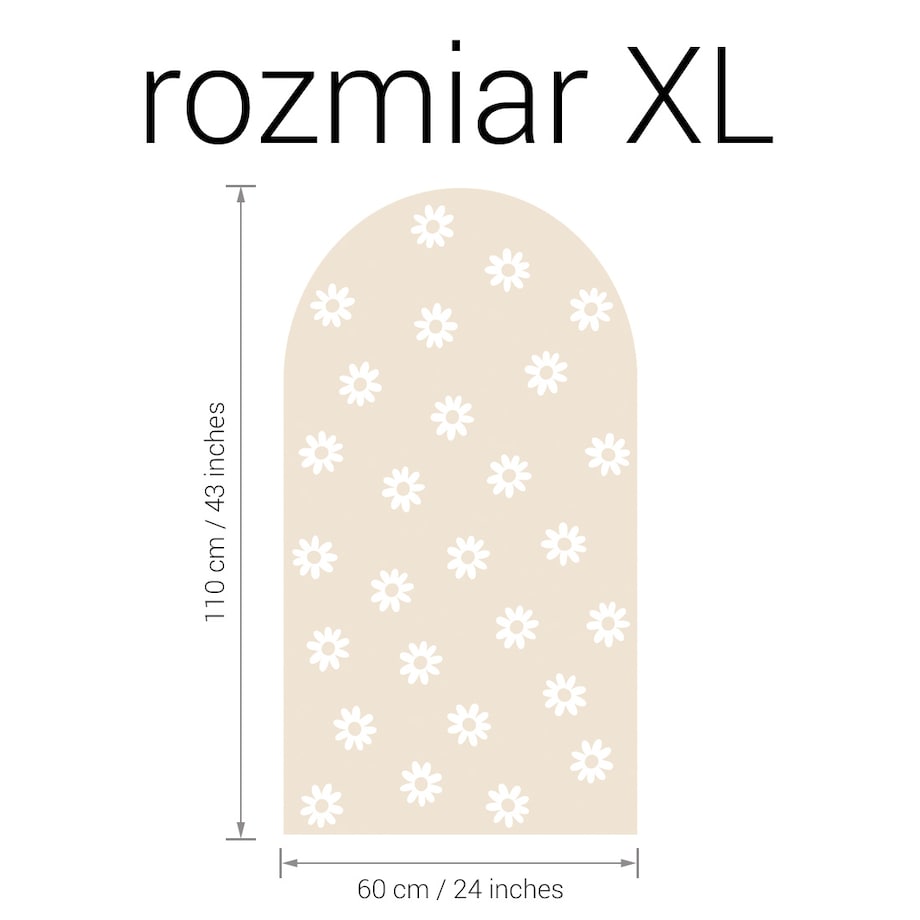 Naklejka na ścianę łuk latte - stokrotki XL