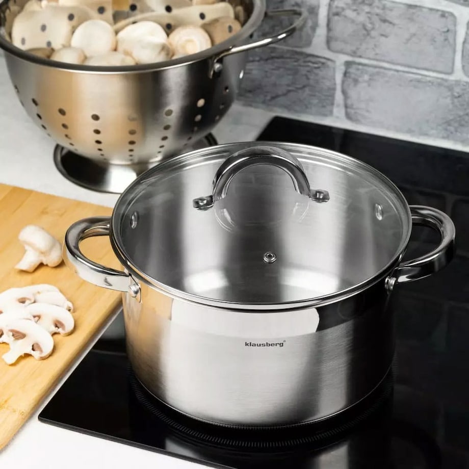 Garnek stalowy z pokrywką indukcja gaz 4.6L 22cm KLAUSBERG