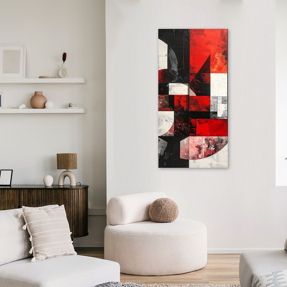 Obraz do salonu sypialni, Abstrakcja tekstura koła kształty czarno czerwony