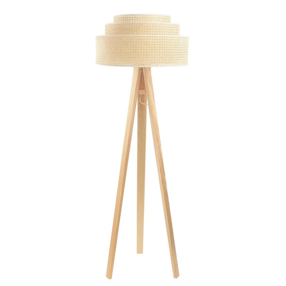 Lampa stojąca BOHO TRI rattan naturalny