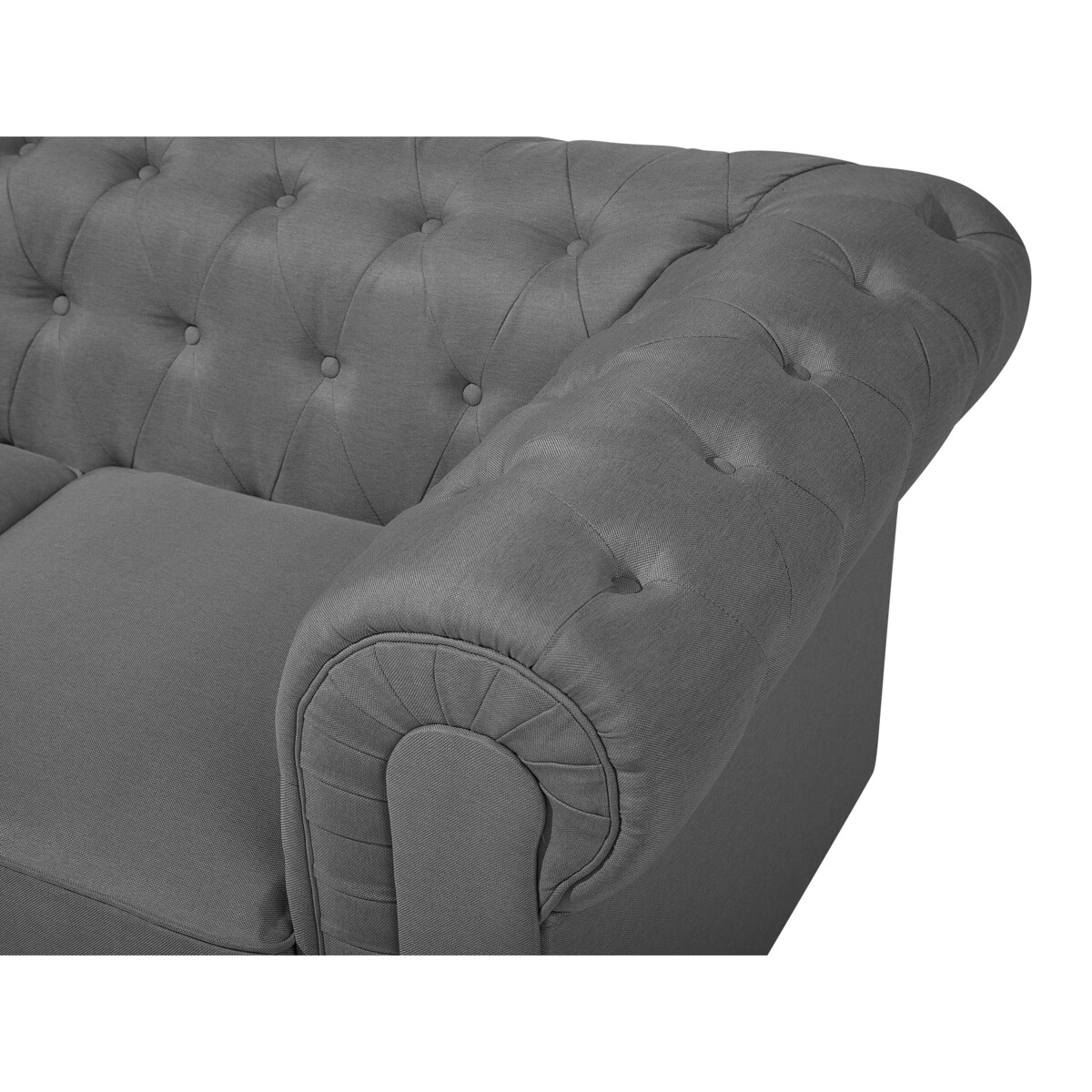 Sofa 3-osobowa szara CHESTERFIELD duża