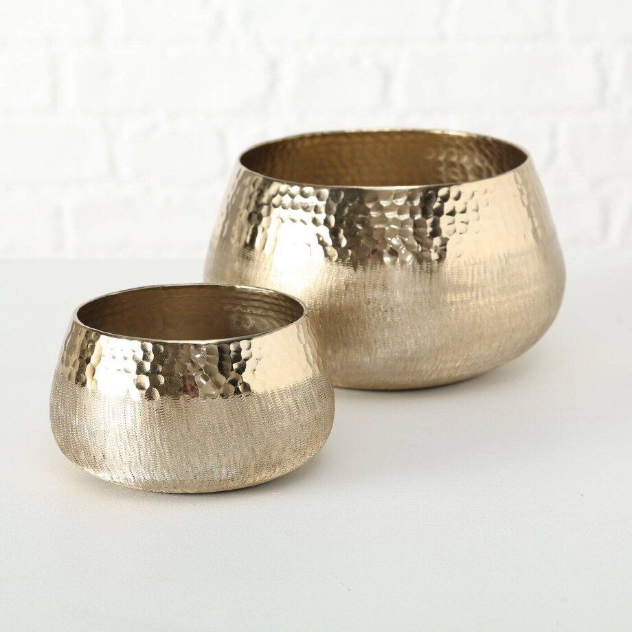 Złote świeczniki na stół, niskie, 2 sztuki