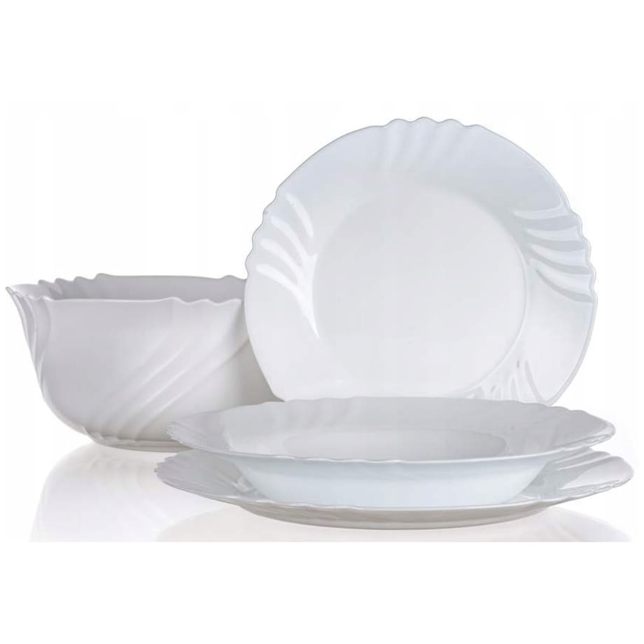 KOMPLET TALERZE OBIADOWE BIAŁE EBRO BORMIOLI 19 ele 6 os komunia przyjęcie
