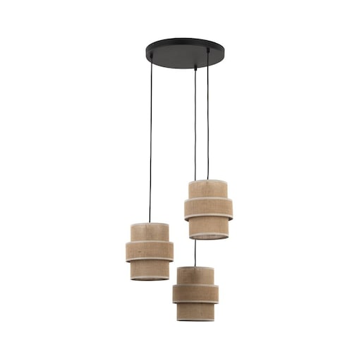 Lampa wisząca TK Lighting CALISTO JUTA 6098 3xE27 czarna z jutą regulowana 45 cm