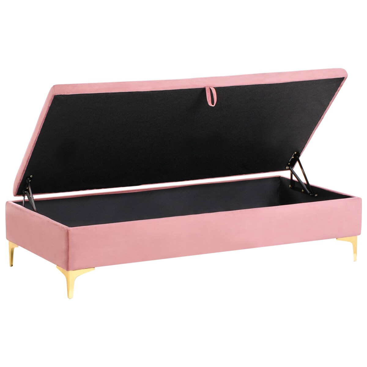 Otomana ze schowkiem welurowa różowa ABERDEEN