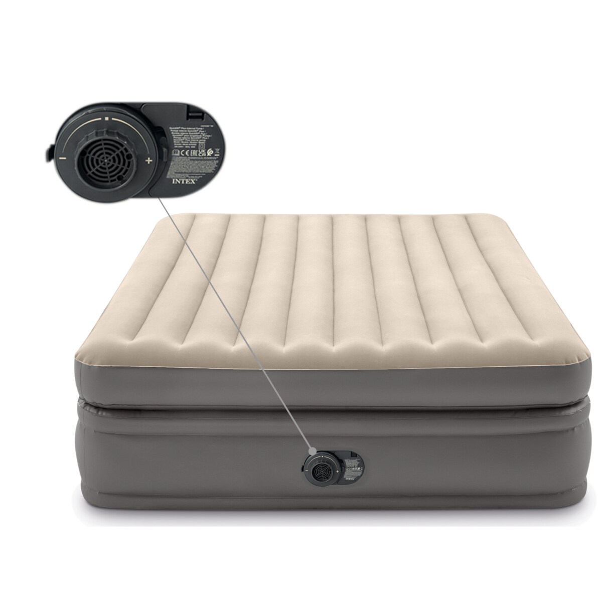 Materac dmuchany welurowy z pompką łóżko Intex 64164ND