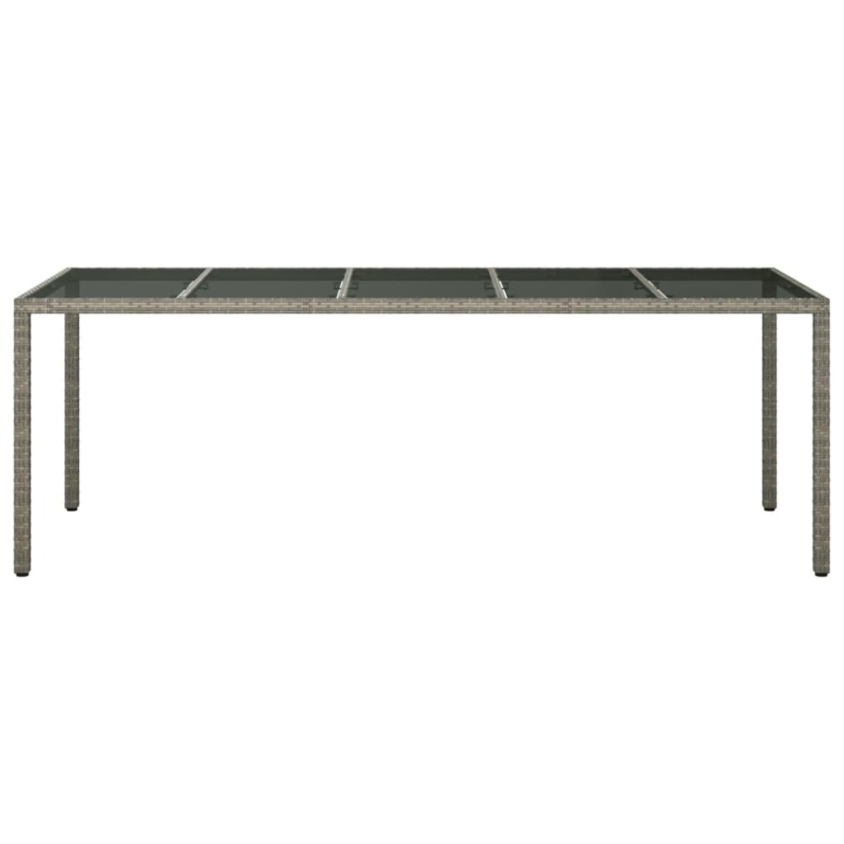 vidaXL Stół ogrodowy, szary, 250x100x75 cm, szkło i rattan PE