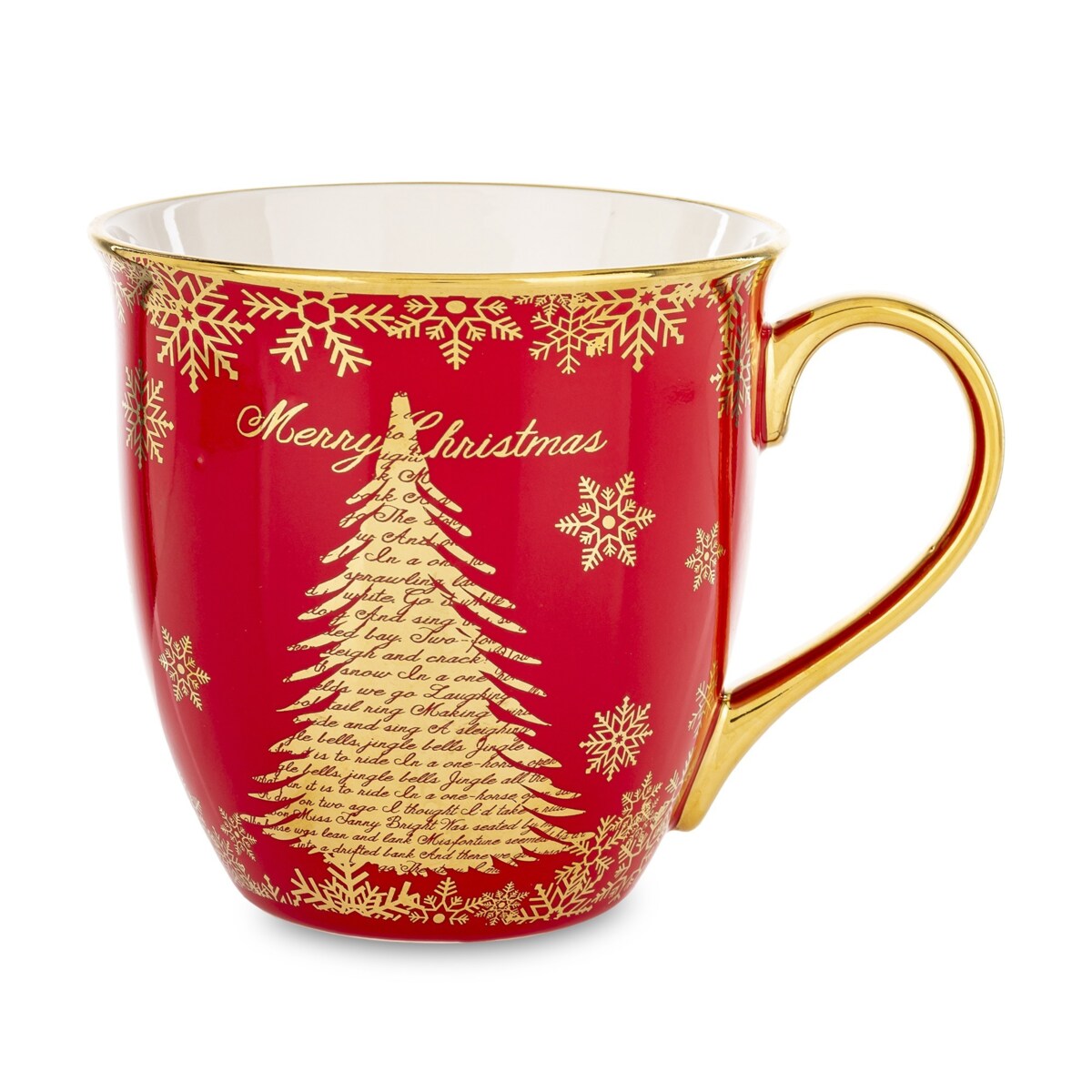 Kubek porcelanowy 11x15x11,5 cm CONIFERE 560 ml czerwony