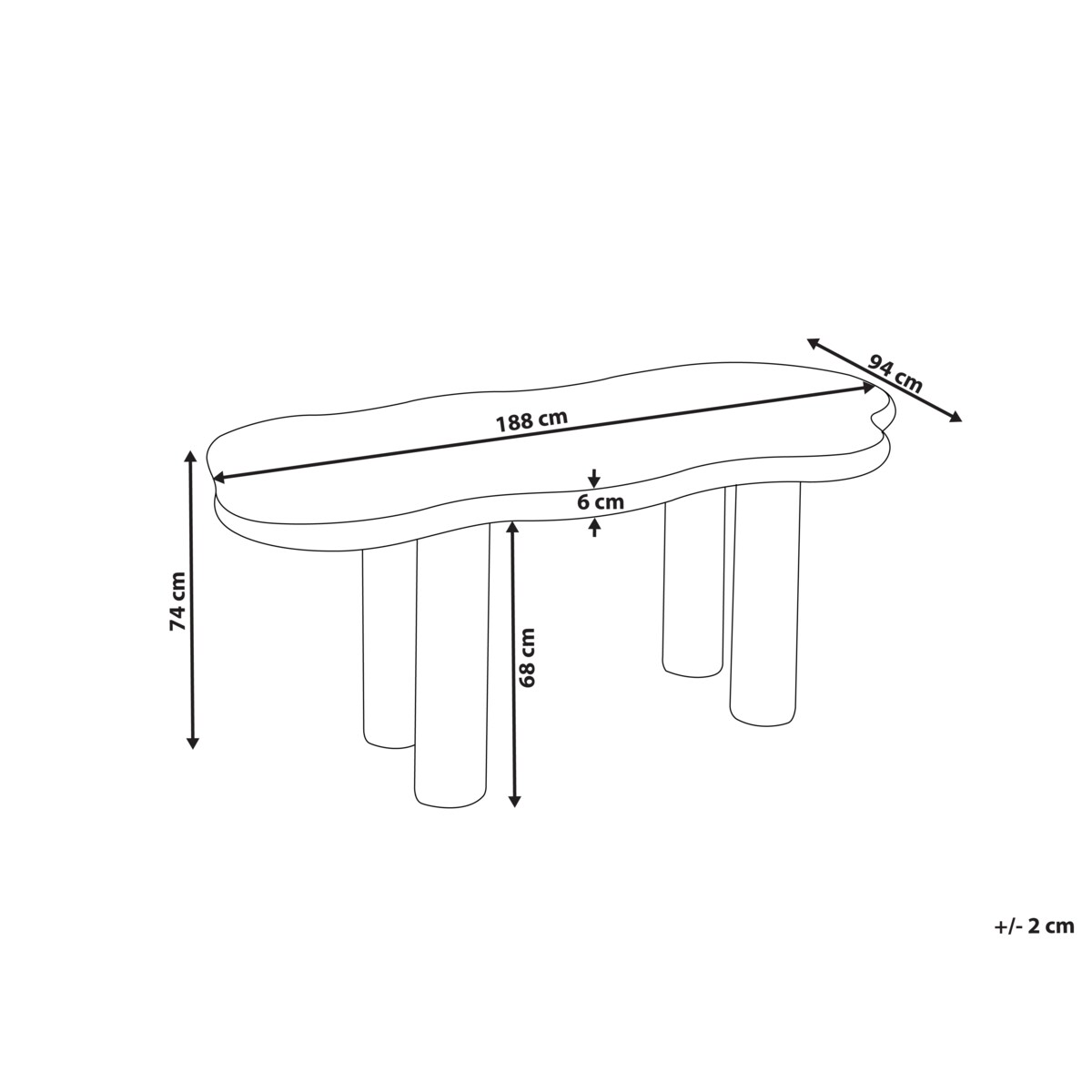 Stół do jadalni ONDLE Złamana biel 94 cm 188 cm