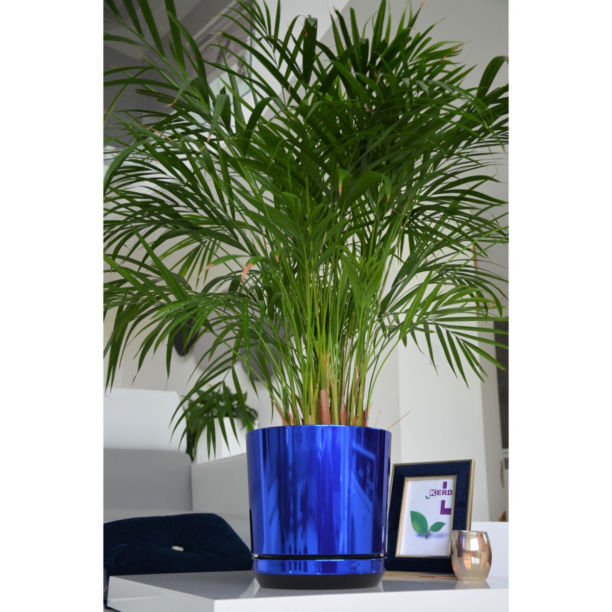 32 cm wzór NIEBIESKI BŁYSZCZĄCY Doniczka z podstawką glamour wysoki połysk do wrzosów lawendy storczyków krokusów orchidei chabrowa kobalt szafirowa błękit paryski królewski duża donica