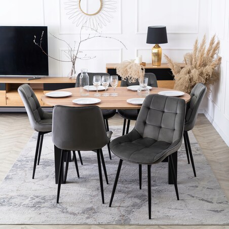 Krzesło Tapicerowane Welurowe Do Salonu Jadalni Kuchenne Szare CHRIS