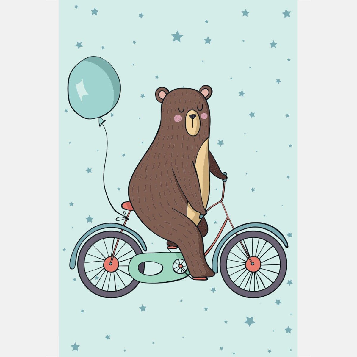 Plakat dla dzieci Miś rower 20x30