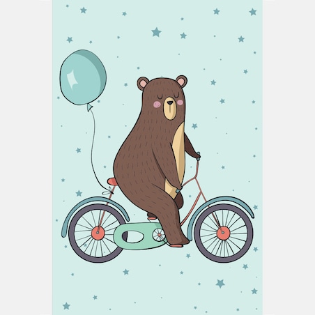 Plakat dla dzieci Miś rower 20x30