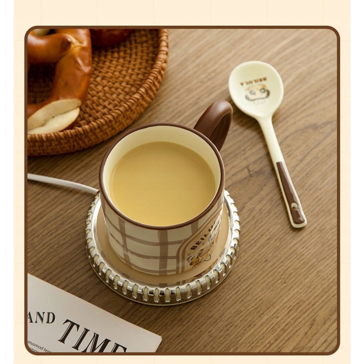 ZESTAW KUBEK Z PODGRZEWACZEM + Łyżka + Kabel USB PREZENT KUBEK ŚWIĄTECZNY