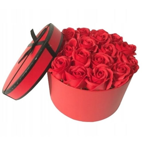 W PUDEŁKU KWIATY RÓŻE MYDLANE pachnące na prezent kobiet 18 urodziny box