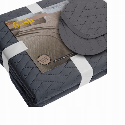 Narzuta na Łóżko 240 x 220 Pikowana Dash Grafitowa Dwustronna Jednokolorowa