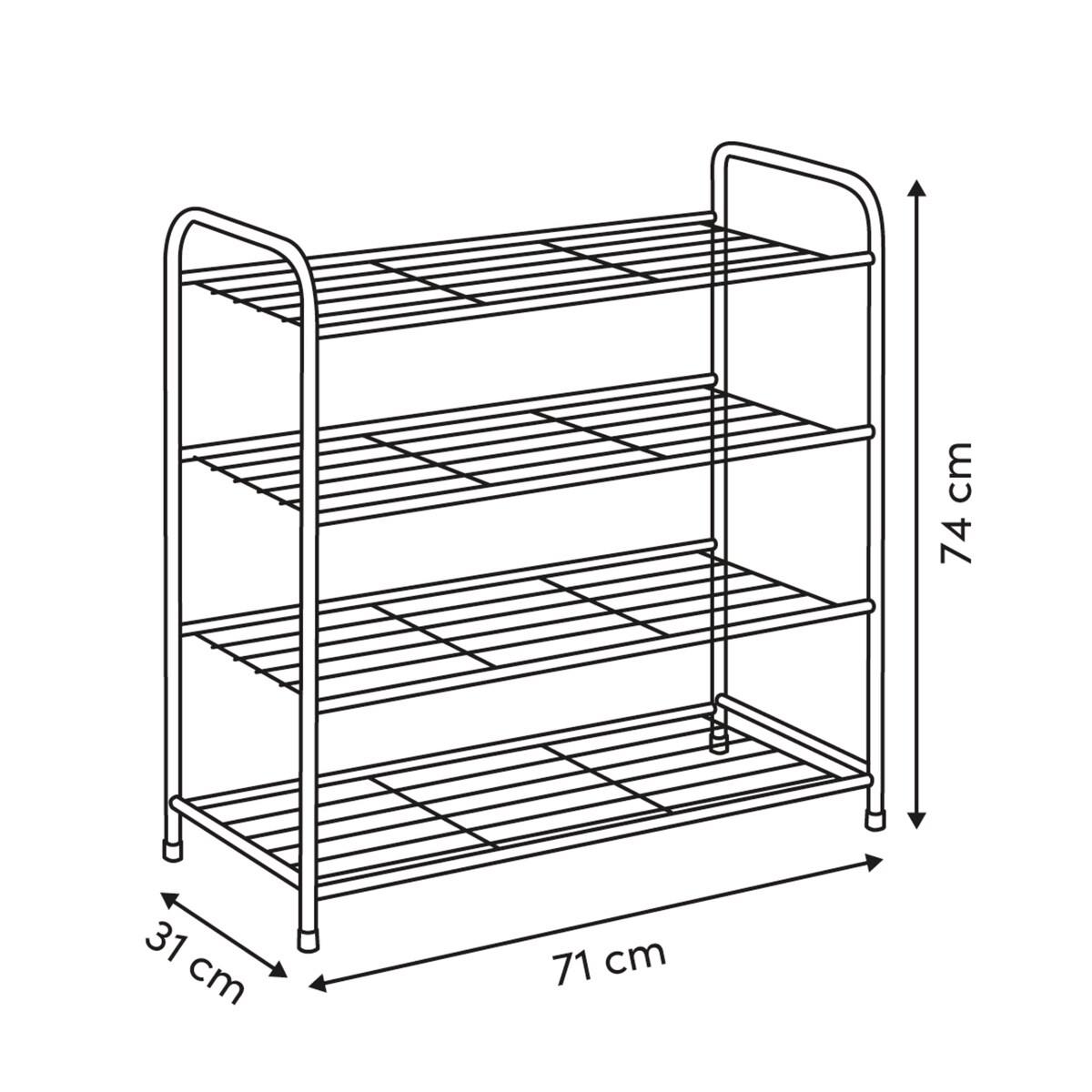 Wysoki stojak na buty METTY, 4 poziomy, 74 cm