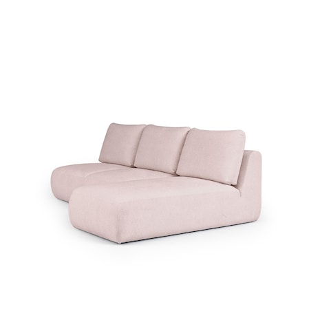 Mirel Sofa narożna prawa bez podłokietników różowa