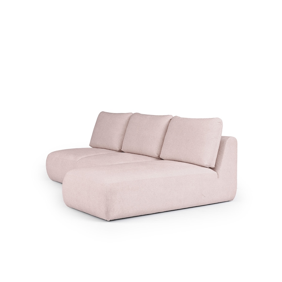 Mirel Sofa narożna prawa bez podłokietników różowa