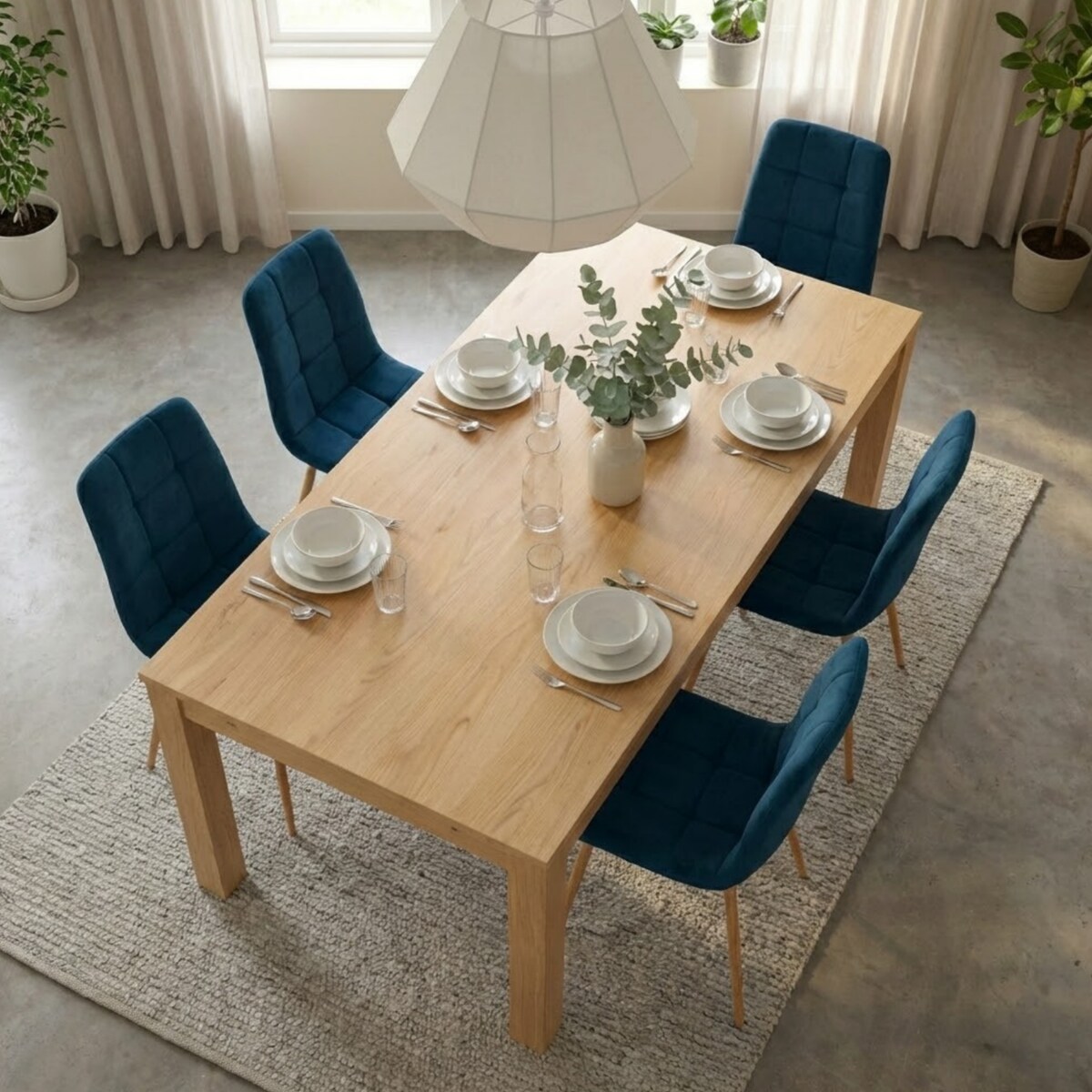 Krzesło tapicerowane do salonu granatowe welurowe pikowane