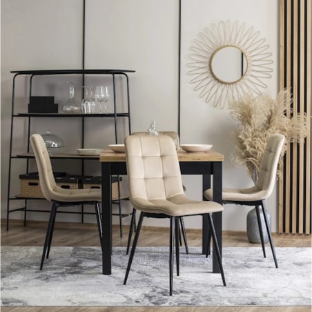 Krzesło Tapicerowane Kuchenne Welurowe Do Jadalni Kuchni Loft PERU Beż