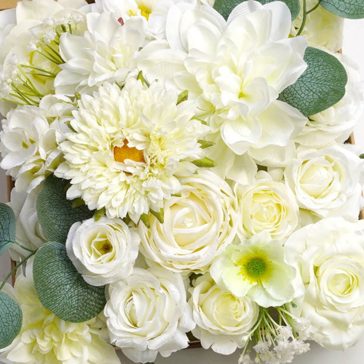 Kwiaty w ramce - ozdoba DIY - Alabastrowe biele