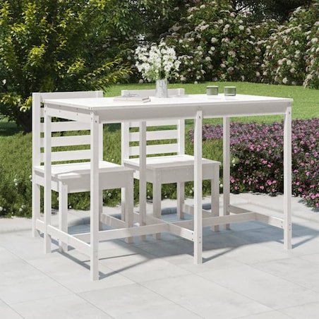 vidaXL Stolik ogrodowy, biały, 159,5x82,5x110 cm, lite drewno sosnowe