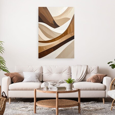 Obraz do salonu sypialni kuchni, Beżowo brązaowa Abstrakcja Fale