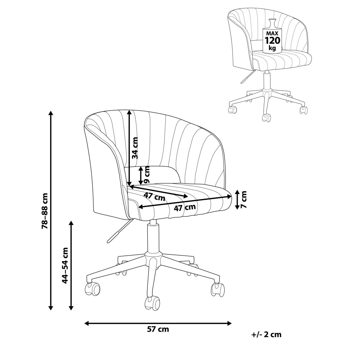Krzesło biurowe regulowane welurowe beżowe KATONAH
