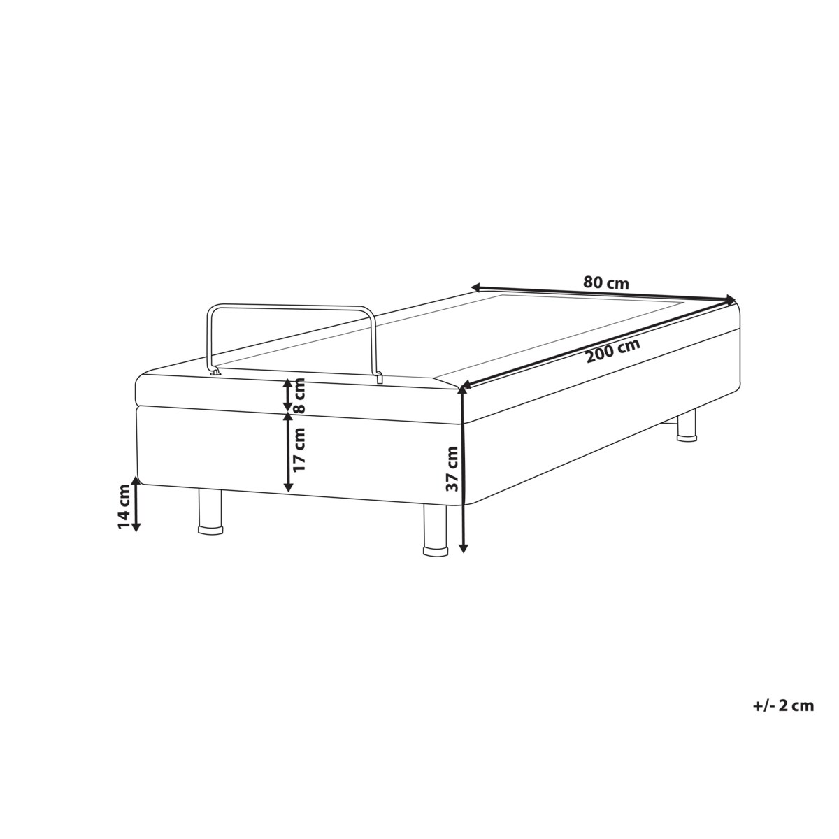 Łóżko regulowane bez zagłówka DUKE 80 x 200 cm Ciemnoszary