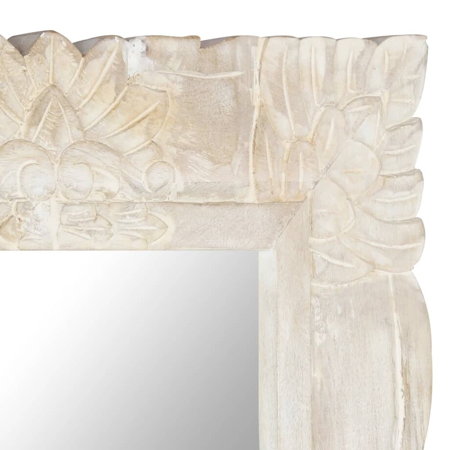 vidaXL Lustro z białą ramą z litego drewna mango, 110 x 50 cm