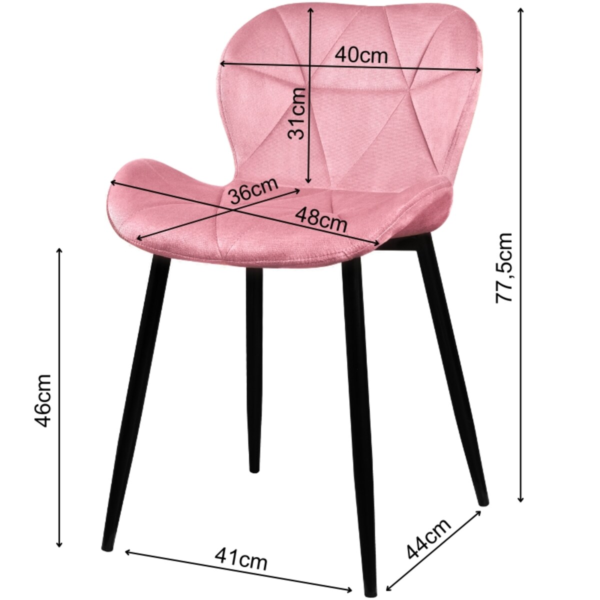 Krzesło tapicerowane welurowe pikowane różowe do salonu jadalni
