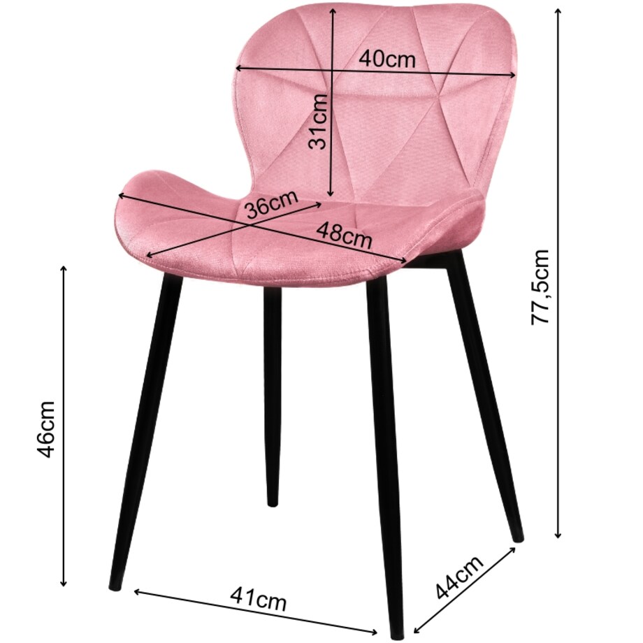 Krzesło tapicerowane welurowe pikowane różowe do salonu jadalni