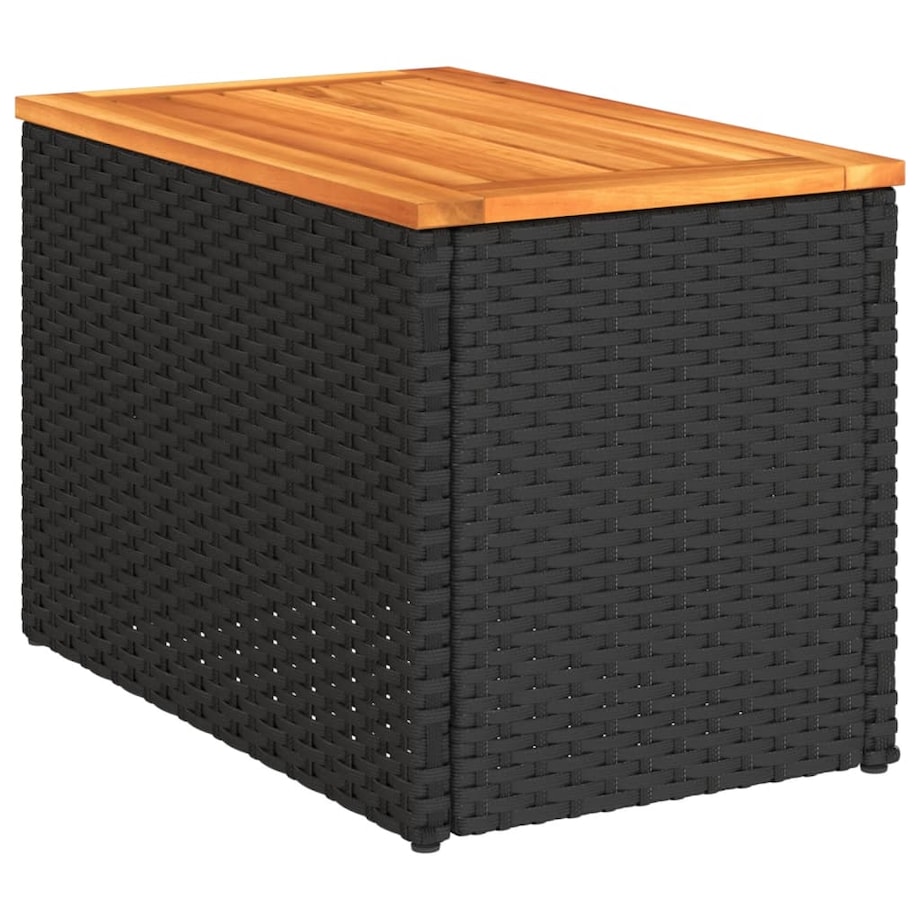 vidaXL Stoliki ogrodowe, 2 szt, czarne, 55x34x37cm, rattan PE i drewno