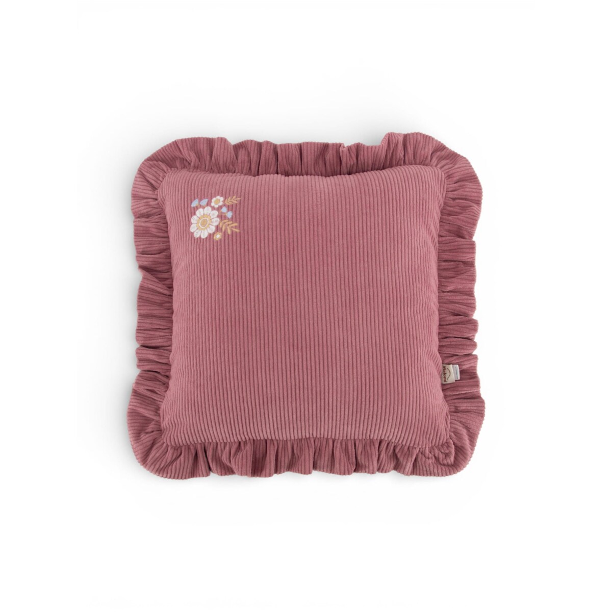 Poduszka dekoracyjna sztruksowa z falbanką mauve