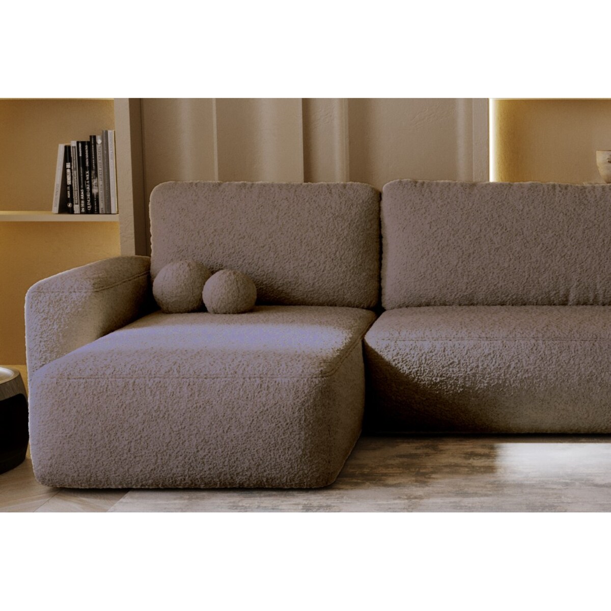 Narożnik U ILO z pojemnikiem na pościel i funkcja spania fioletowo-brązowy