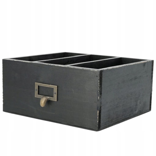 PUDEŁKO DREWNIANE ORGANIZER NA KOSMETYKI PRZYBORY AKCESORIA RETRO 26x24cm