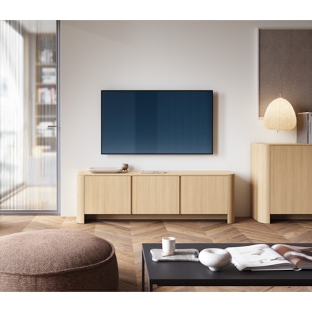 Szafka RTV BALI trzydrzwiowa o zaokrąglonych kształtach Dąb Vincenza