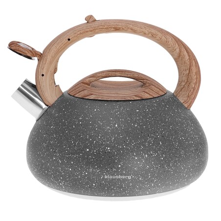 Czajnik stalowy z gwizdkiem 2.7L Wood Line szary KLAUSBERG