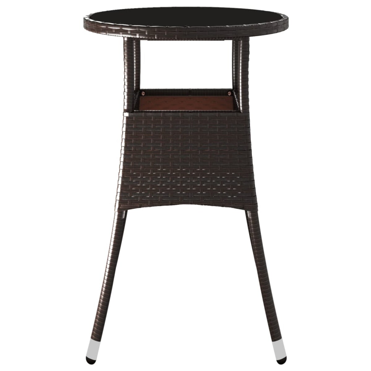 vidaXL Stolik ogrodowy, Ø60x75 cm, szkło i rattan PE, brązowy