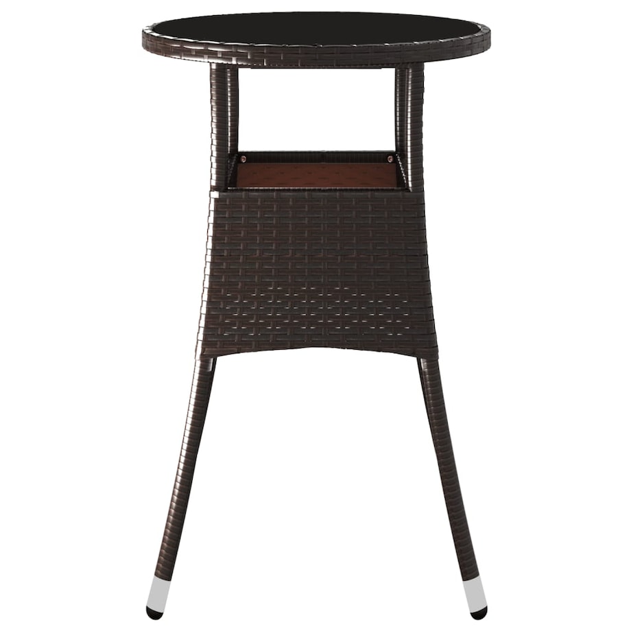 vidaXL Stolik ogrodowy, Ø60x75 cm, szkło i rattan PE, brązowy