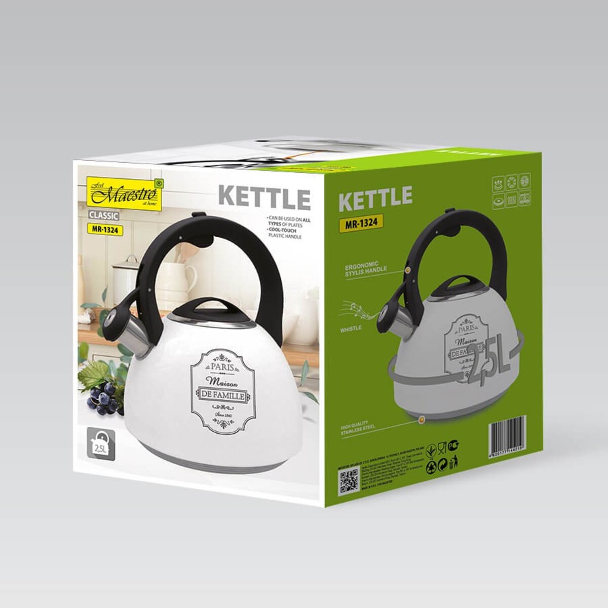 Czajnik stalowy z gwizdkiem na gaz indukcję 2.5L Paris Maison MAESTRO MR-1324