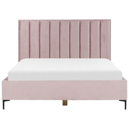 Łóżko z pojemnikiem welurowe 180 x 200 cm różowe SEZANNE