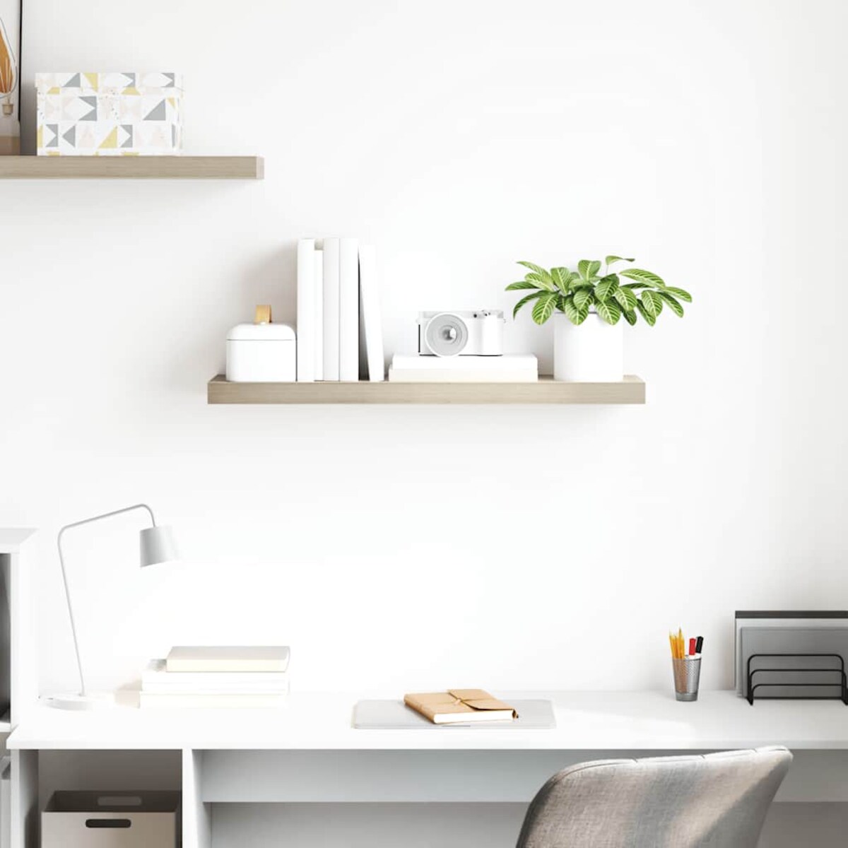 vidaXL Półka ścienna, kolor dębowy, 80 x 23,5 x 3,8 cm, MDF