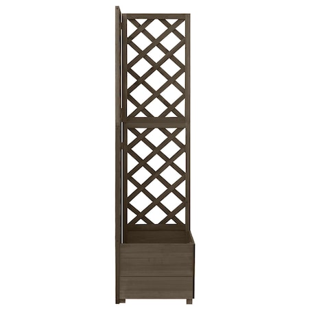 vidaXL Narożna donica ogrodowa z kratką, szara, 40x40x150 cm, jodła