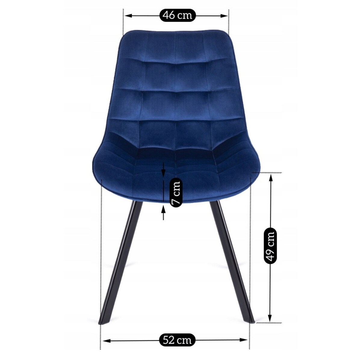 Krzesło Tapicerowane Welurowe RICK Granat do Jadalni